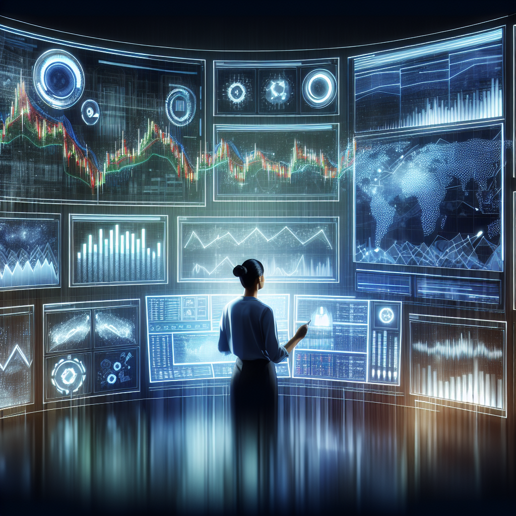 A clean, modern illustration of a high-frequency trading algorithm interface, featuring graphs, digital data streams, and a stylized depiction of a trader analyzing market movements on multiple screens in a sleek, tech-inspired environment.