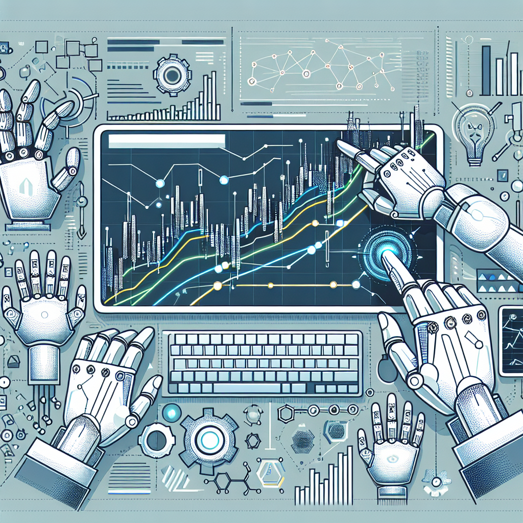 A clean modern illustration depicting essential automation techniques for algo trading, featuring charts, algorithms, and robotic elements in a dynamic trading environment.